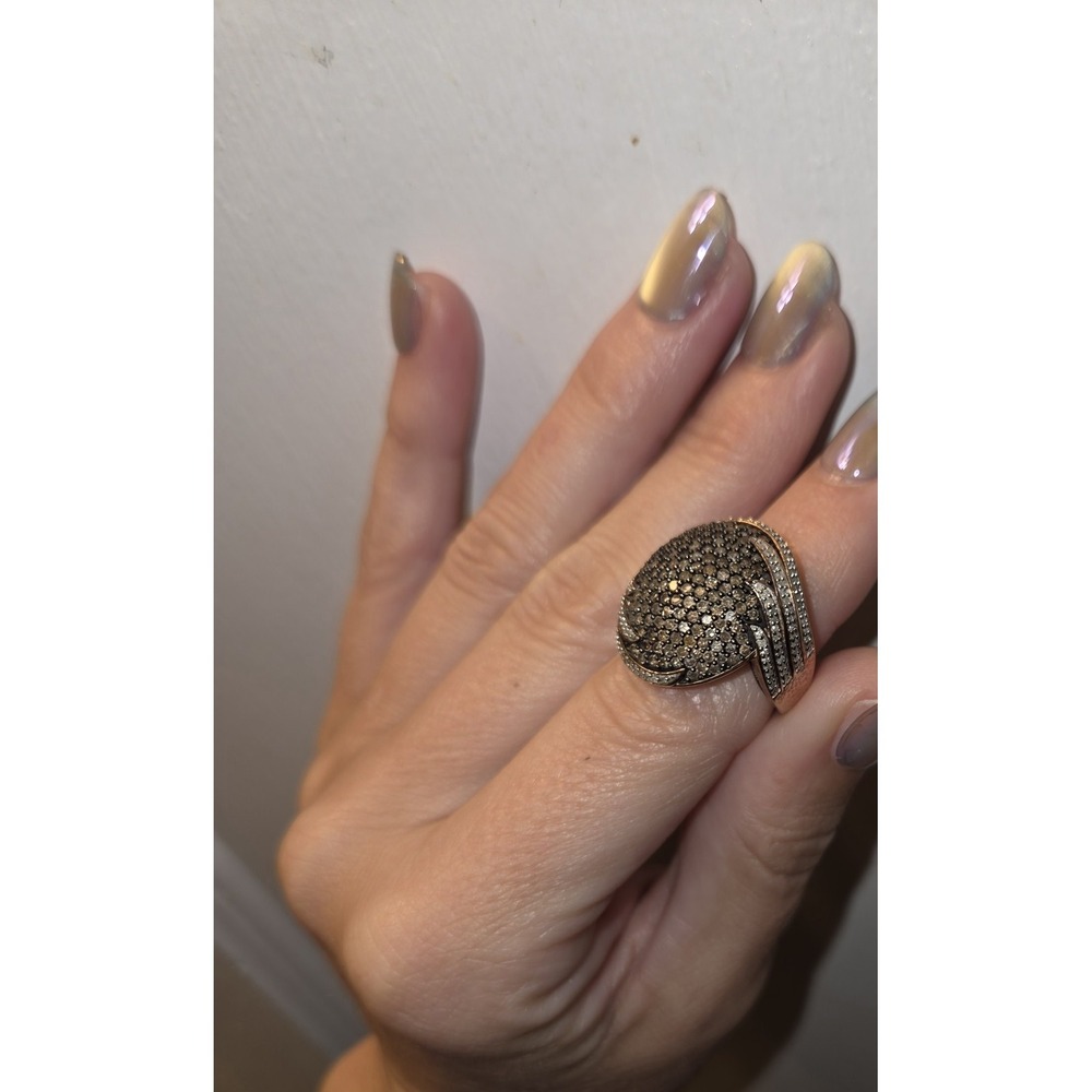 Park Avenue 2.10 White And Mocha Diamond 18k Rose Gold Over Sterling Ring. 7 - Picture 7 of 10